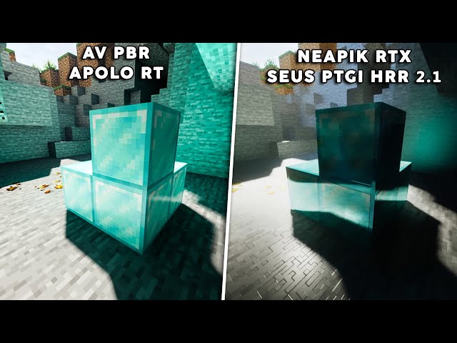 NEAPIK RTX + SEUS PTGI HRR 2.1 vs AV PBR + APOLLO RT | Minecraft Graphics Comparison Java Edition class=