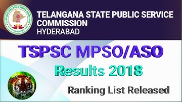 TSPSC MPSO/ASO Results 2018, Ranking List Released