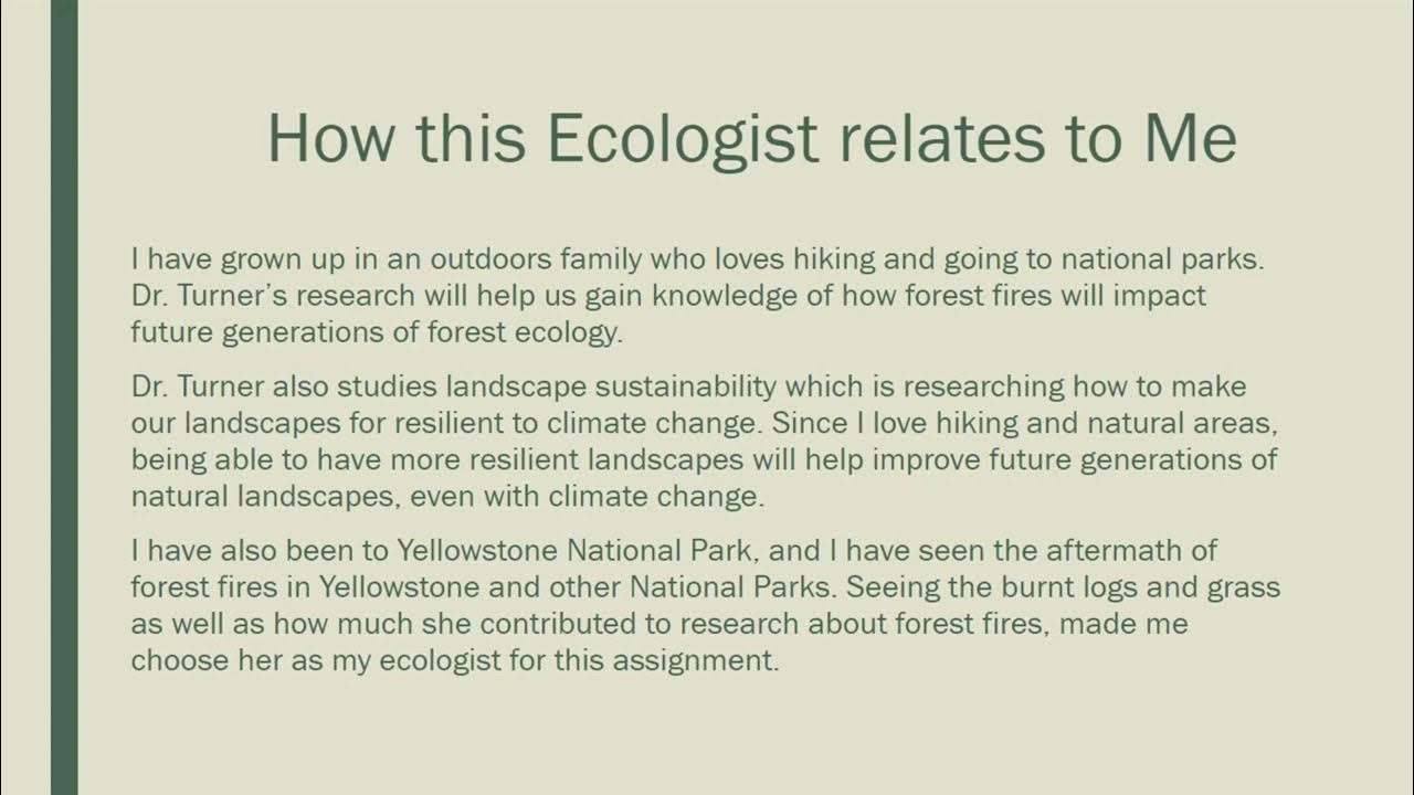 Picture an Ecologist assignment YouTube
