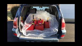 How to transport gas cans without getting fumes inside the car.