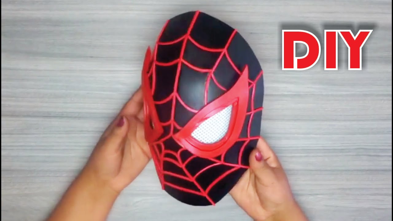 COMO HACER LA MASCARA SPIDERMAN Miles Morales CASERO de foamy/ goma eva -  How to make mask SPIDERMAN - YouTube