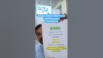 IGNOU Master of Arts Environmental Studies MAEVS MEVP-012 #ignousynopsis  #ignouproject #ignouhelp