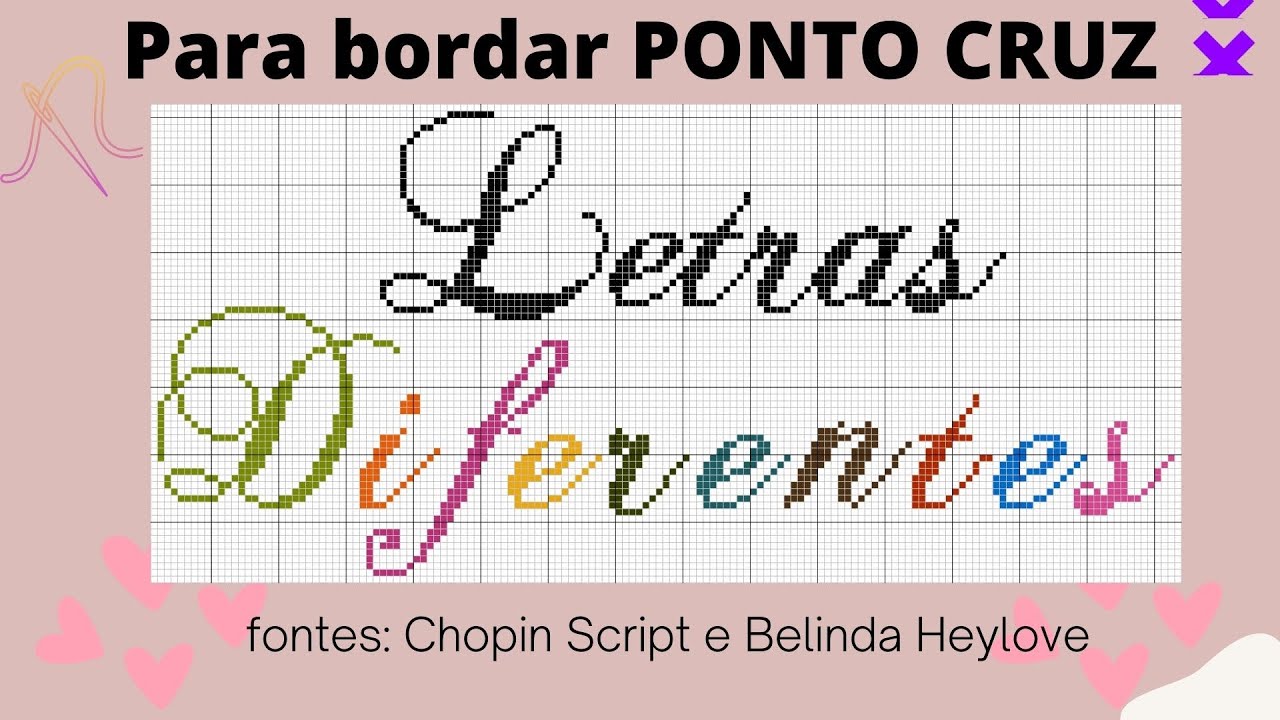 Alfabeto com LETRAS DIFERENTES para BORDAR PONTO CRUZ