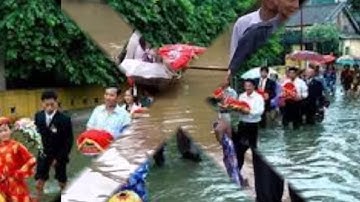 Lũ lớn, chú rể rước dâu bằng thuyền