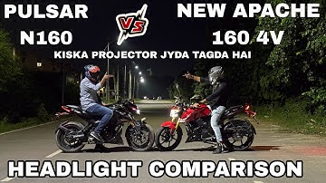 NEW LOOKS TVS APACHE RTR 160 4V TFT DISPLAY VS BAJAJ PULSAR N160 PROJECTOR HEADLIGHT COMPARISON TEST