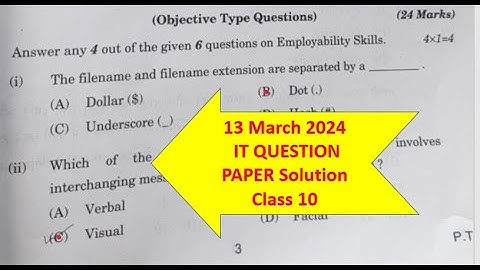 Information Technology Answers key | Cbse Class 10 Board Exam 2024 | Information Technology Answers