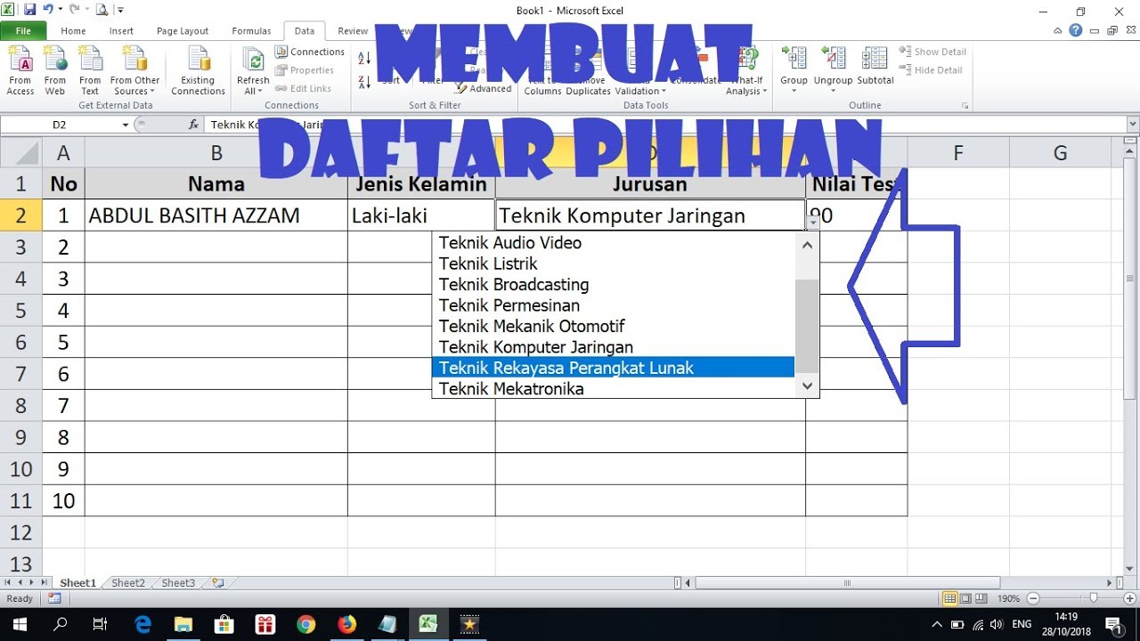  Cara  Membuat  Daftar Pilihan  di  Excel YouTube