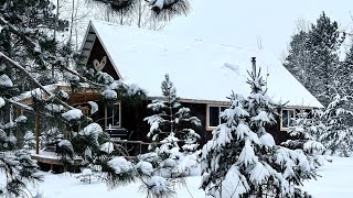 Winter Snowstorm Hits Our Off Grid Cabin In Northern Minnesota