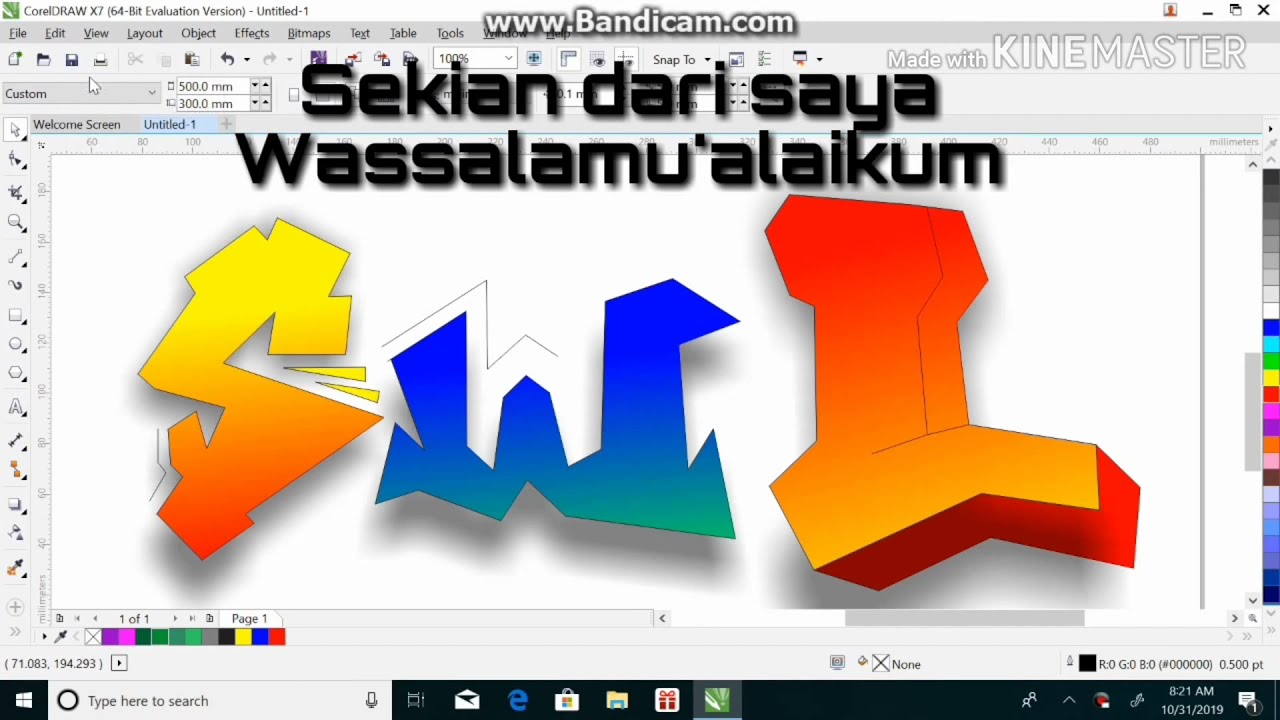 Tutorial Membuat Graffiti Keren Nama SWL Menggunakan Corel Draw X7