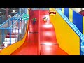 Troy and Izaak have Fun playing at Indoor Playground with Giant Slides for kids