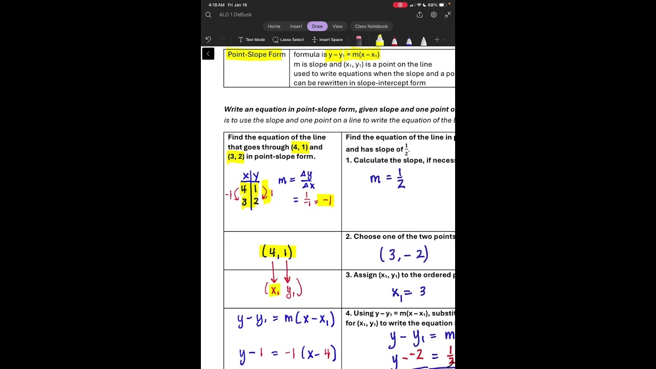Write an equation of a line in point-slope form