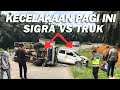 Sigra tak tau apa apa tiba tiba di hantam truk