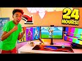 I Spent 24 Hours In My $25,000 Fortnite Gaming Room - CHALLENGE