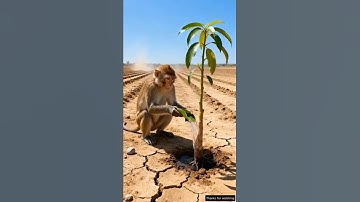Monkey saved the mango plant from drying up by watering it #shorts #ai