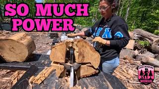 HUGE Power Splitting Black Locust For Home Heating #firewood