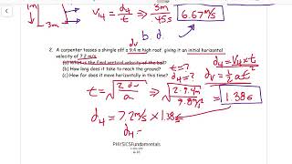Horizontal Projectile Motion Worksheet