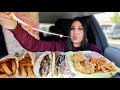 EATING PHILLY CHEESESTEAK, GYRO, KRISPY WINGS, MOZZARELLA STICKS, ONION RINGS｜MIAMI SUBS MUKBANG!