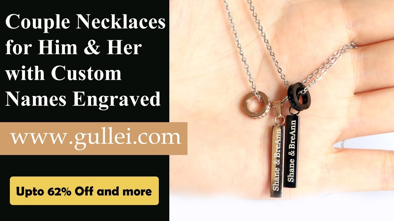 Couple Necklaces with Names Engraved by YouTube