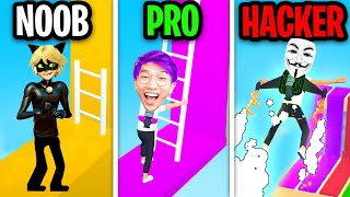 NOOB vs PRO vs HACKER In LADDER.IO! (ALL LEVELS!)