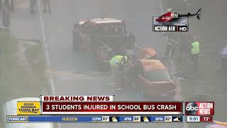Pasco students injured after head-on crash involving school bus