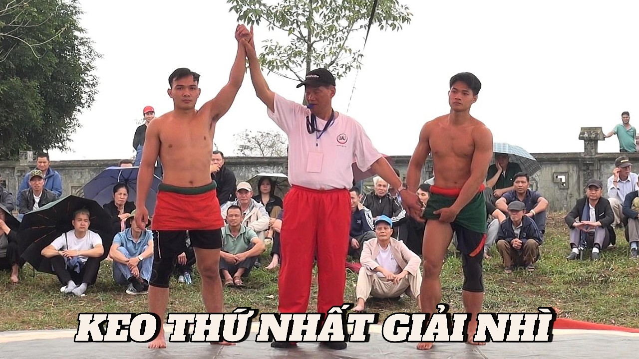 CẤN TẤT PHÚC - NGUYỄN MINH HIỆU tranh giải nhì,Vietnamese village festival Men's Wrestling
