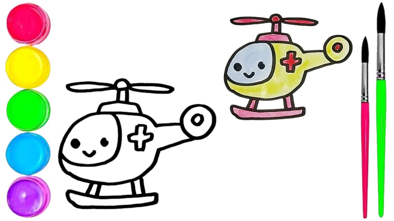 How To Draw  cute Helicoptor Drawing, Painting & water Coloring For Kids and Toddlers_🌈🎨