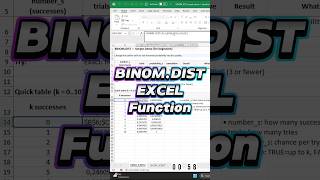 Excel A–Z in 60s: BINOM.DIST — Binomial Probability #Excel #BINOMDIST #ExcelShorts #ExcelTips