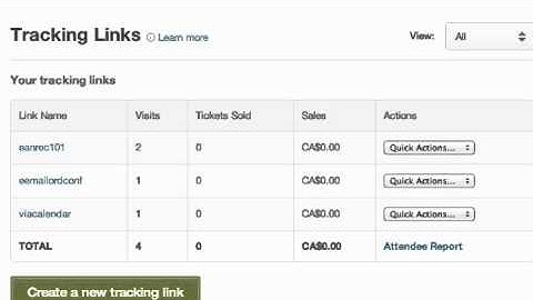 Tracking Unique Link Click Activity in Eventbrite