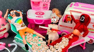 18 Minutes Satisfying with Squid Game Pregnant Women Doctor First Aid,Ambulance Set Collection ASMR