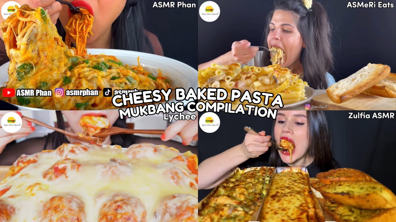 ASMR | CHEESY BAKED PASTA MUKBANG COMPILATION |
