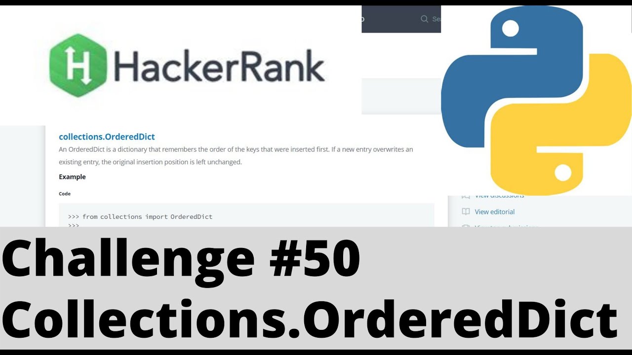 Hackerrank Python | Challenge #50 | Collections.OrderedDict() - YouTube