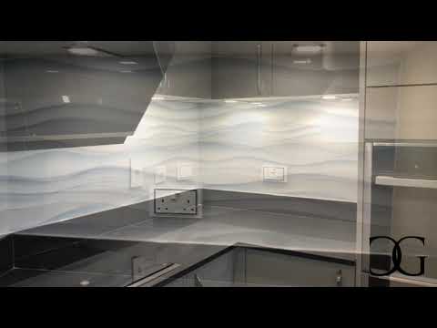 Printed glittery Wave by Creoglass Design Modern Kitchen Splashbacks  01923 947 454