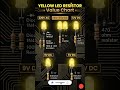 Yellow LED Resistor Value Chart | 5V, 9V, 12V, 220V⚡✨ #diy #shortsfeed #ternding #viral #shorts