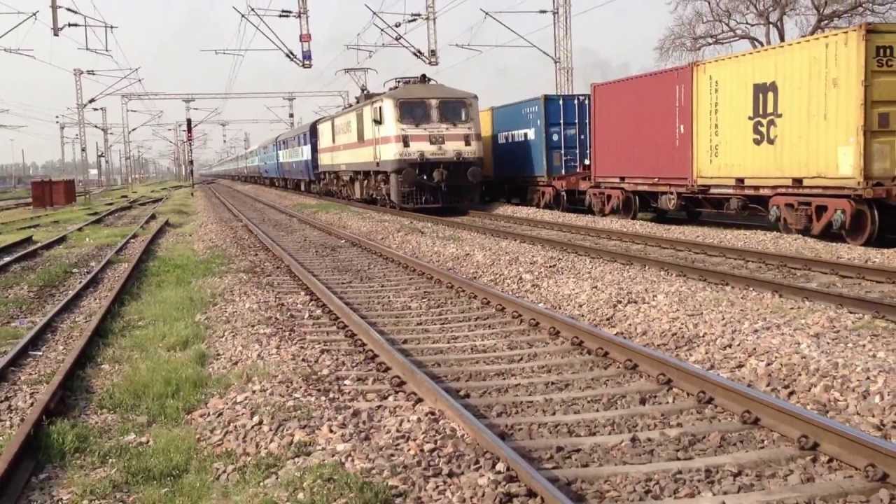 INDIAN RAILWAYS Goa bound NZM Vasco Express behind GZB WAP7 30256 through Asaoti