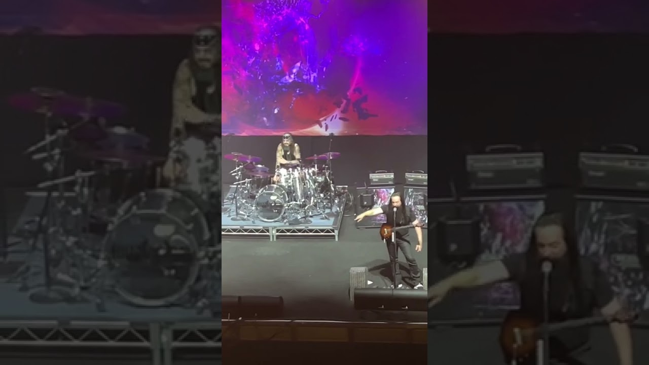 John Petrucci introduces Mike Portnoy on stage @ Ace Theater in Los Angeles, Nov. 4, 2022