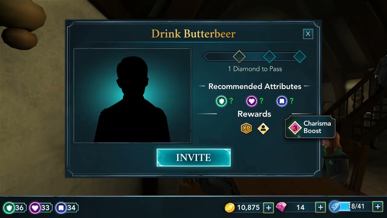 Hogwarts Mystery: Drink Butterbeer inside The Three Broomsticks