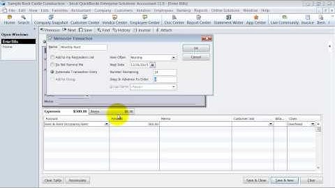 QuickBooks Training - Memorize a Bill For Recurring Expenses