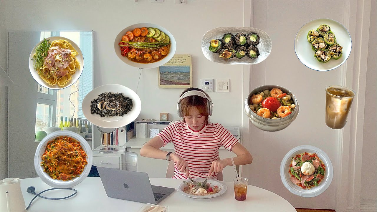 배달 놉! 자취 3년차 직장인의 건강하고 맛있는 퇴근후 저녁과 점심....토마토솥밥, 잠봉파스타, 잠봉부라타피자, 말차코코넛, 해장파스타, 고등어김밥, 메밀김밥, 오믈렛전...