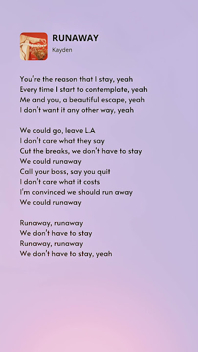 #kayden #runaway #lyrics #fyp #music #liriklagu #lirikvideo #歌詞 #音楽 #おすすめ
