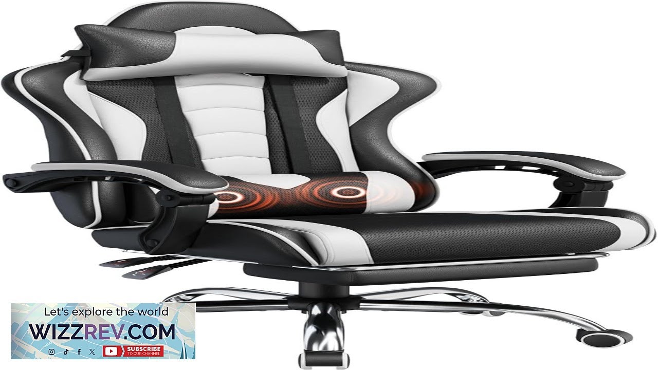 Yaheetech Gaming Chair Video Game Chair with Massage Lumbar Support and Footrest