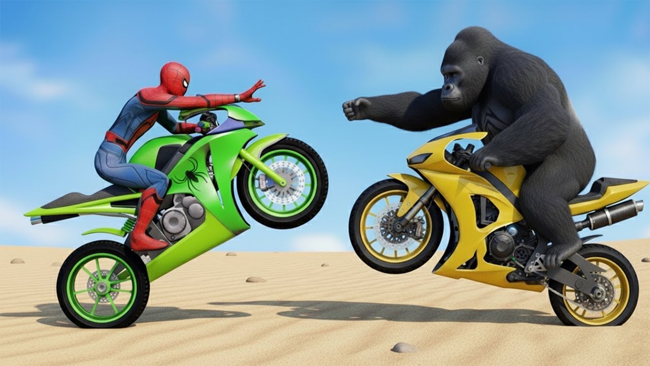 PRO SPIDER-MAN vs BLACK VENOM Bike Racing Through a World Game Playing Superhero With Challenge Fun