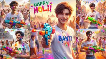 Create 3d Happy Holi Boy T-shirt Name Photo Editing In just one click | Ai Image Generator