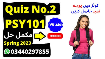 psy101 quiz 2 spring 2023 | psy101 quiz 2 2023 | psy101 quiz 2 solution spring 2023
