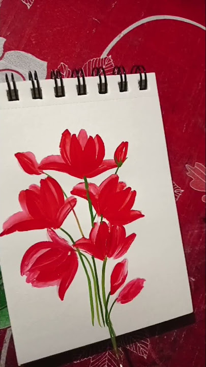 beautiful red flower painting #shorts #viral #trendingsong #ytshorts #shortsfeed