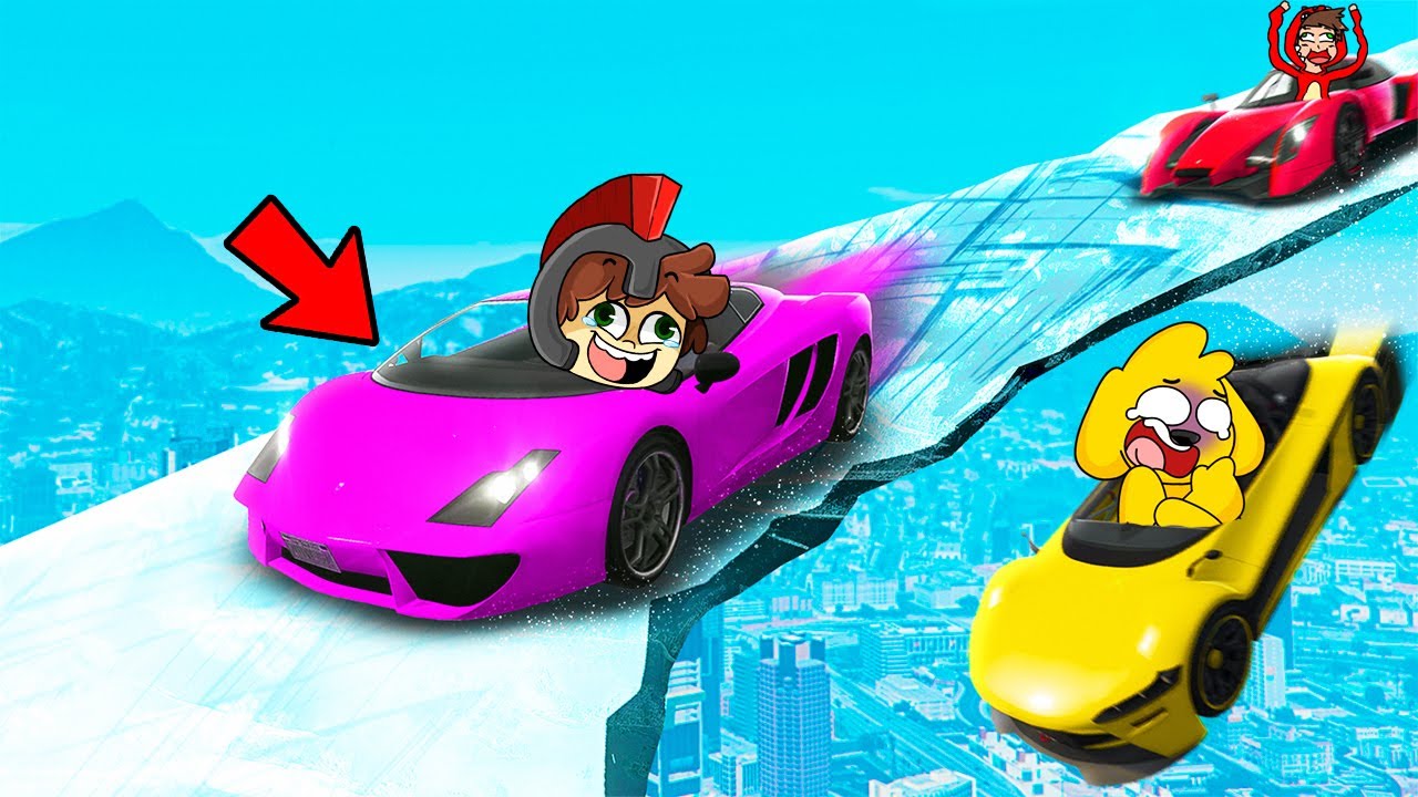 RETO IMPOSIBLE: SOBREVIVE a la MEGA RAMPA DE HIELO en GTA 5 😂🥶