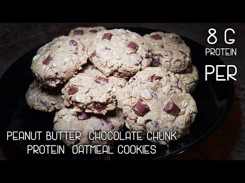 Peanut Butter Chocolate Chunk Protein Oatmeal Cookies