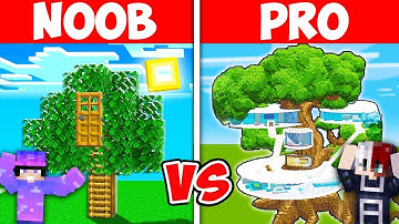 Minecraft NOOB vs PRO: GIANT TREE HOUSE BUILD CHALLENGE 🔥