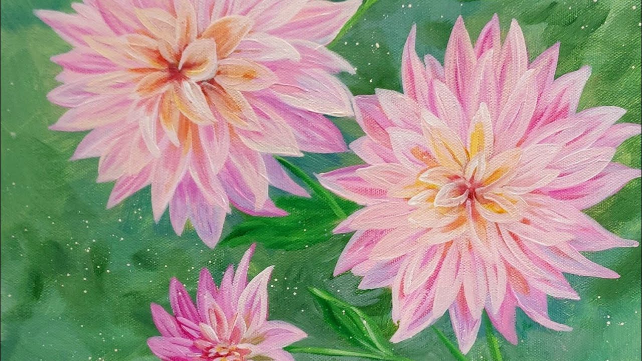How to Paint Dahlia Flowers Acrylic Painting LIVE Tutorial YouTube