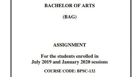 Solved Assignment ,BPSC-132 ,Indian government and politics ,BAG 2019-20 July session English medium