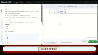 Arithmetic Operator Hackerrank Python Solution